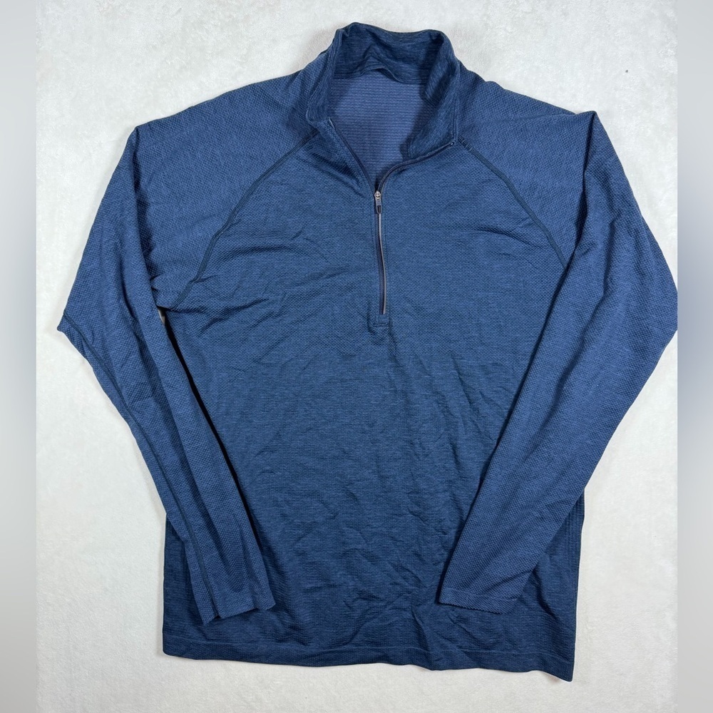 Lululemon Athletica Size Large Classic Blue Men's Half Zip Performance Sweater
